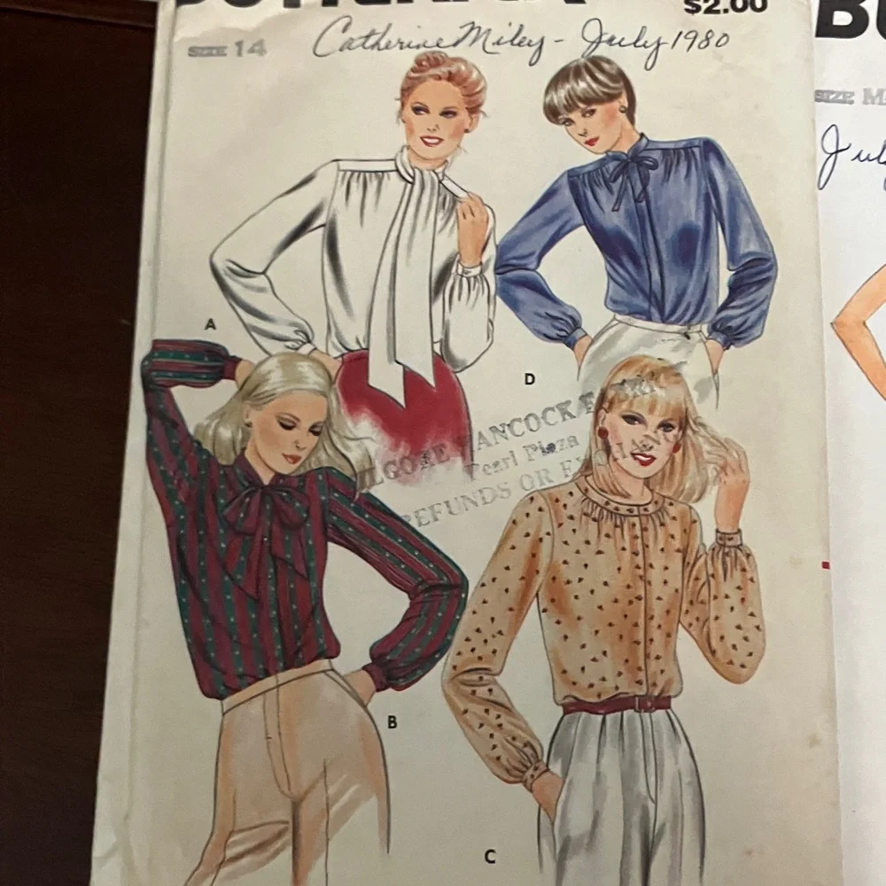 Lot of 5 Vintage 1980s Butterick & Simplicity Sewing Patterns Size Medium,14 &12